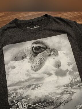 SKY SLOTH T-SHIRT - Small // Funny Animal Style Brooklyn Fashion Tee Shirt